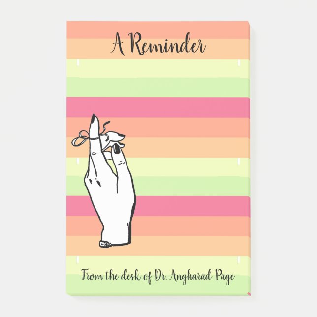 Cheerful Sherbet Stripes Reminder Custom 4X6 Post-it Notes (Front)