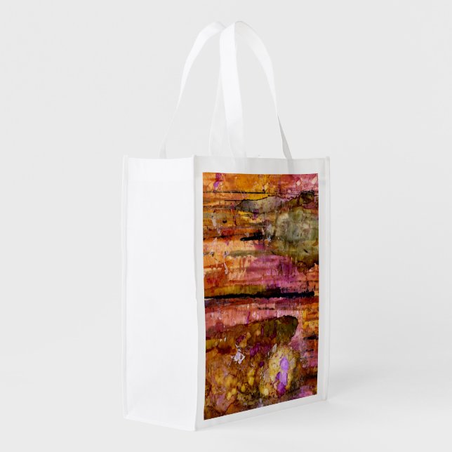 Cheerful Shopping Grocery Bag reusable Abstract (Back Side)