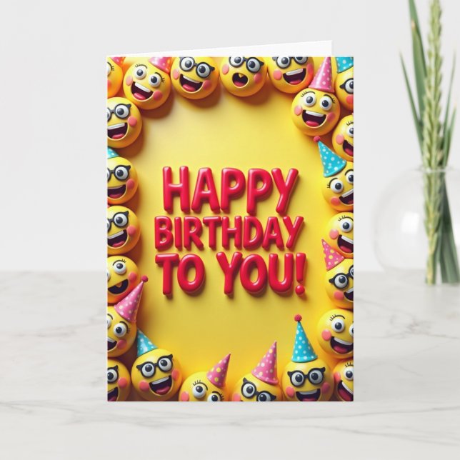 Cheerful Smiling Spheres Card (Front)