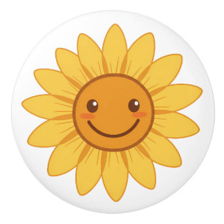 Cheerful Smiling Sunflower "My Sunshine"  Ceramic Knob
