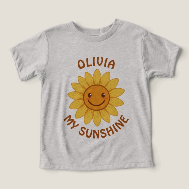 Cheerful Smiling Sunflower  "My Sunshine" Toddler T-shirt (Design Front)