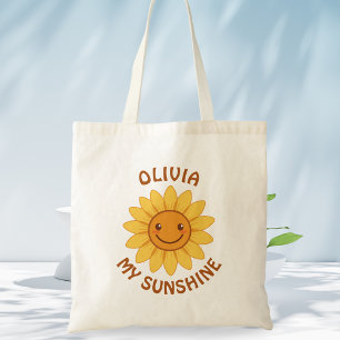 Cheerful Smiling Sunflower "My Sunshine" Tote Bag