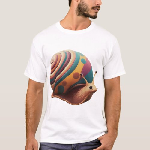 cheerful snail with a colorful shell T_Shirt