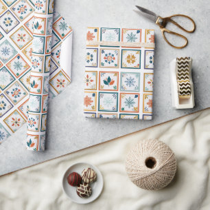 Cheerful Snowflake Holiday Pattern Design Wrapping Paper