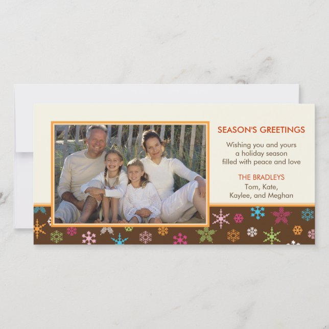 Cheerful Snowflakes Holiday Photo Card (Front)