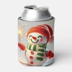 Cheerful Snowman Can Cooler