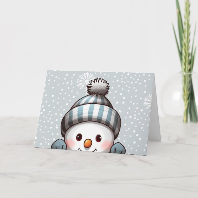 Cheerful Snowman Christmas Card (Front)