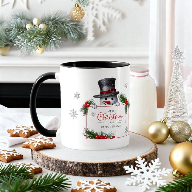 Cheerful Snowman Christmas New Year Greetings Mug (Creator Uploaded)