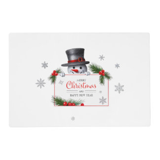 Cheerful Snowman Christmas New Year Greetings Placemat