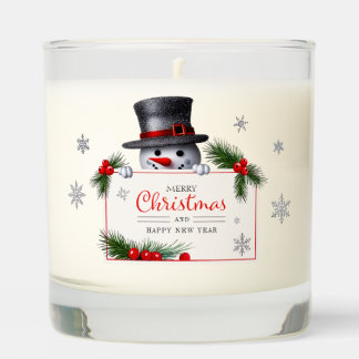 Cheerful Snowman Christmas New Year Greetings  Scented Candle
