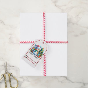 Cheerful snowman Christmas tags