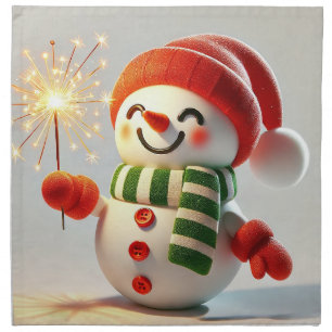 Cheerful Snowman Cloth Napkin