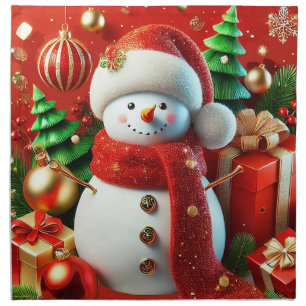 Cheerful Snowman Cloth Napkin