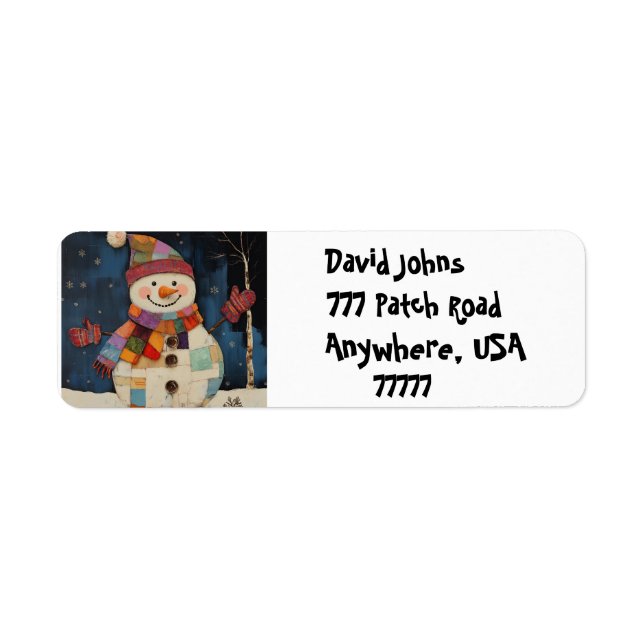 Cheerful Snowman Holiday Address Labels (Front)