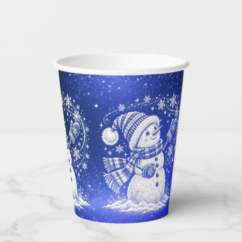 Cheerful Snowman Holiday Paper Cups