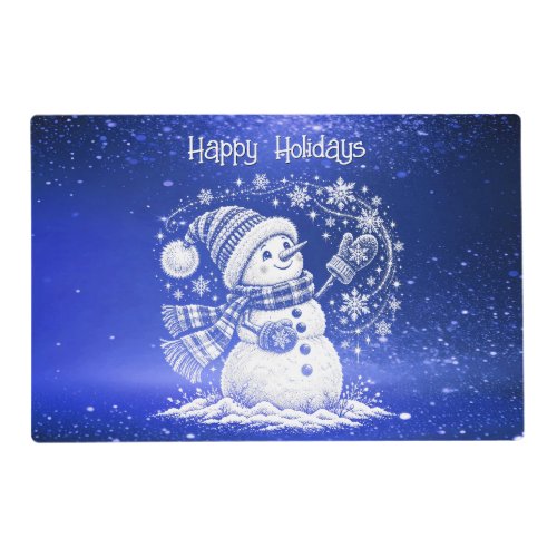 Cheerful Snowman Holiday Paper Placemat