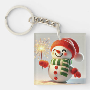 Cheerful Snowman Keychain