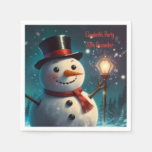 Cheerful Snowman Party Invitation  - Festive Card. Napkins