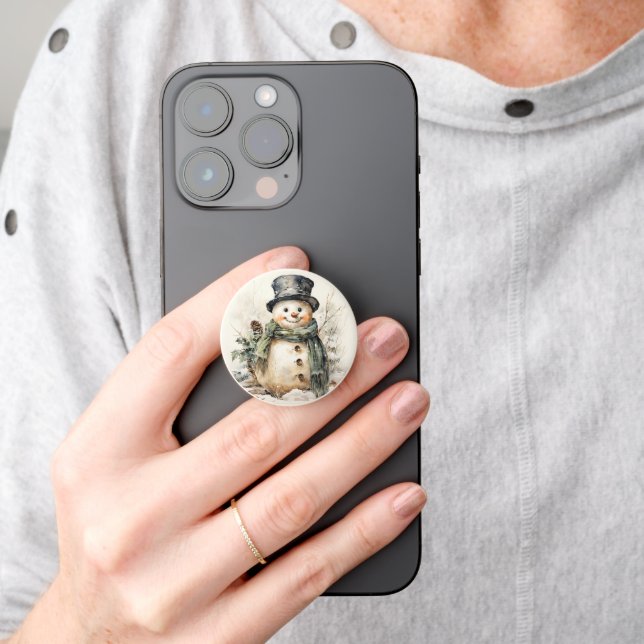Cheerful Snowman PopSocket (Hand)