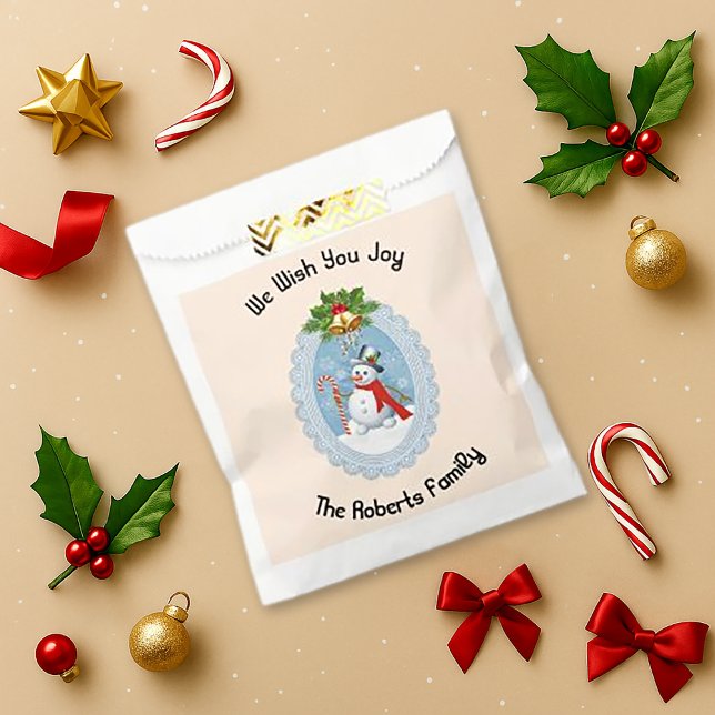 Cheerful Snowman Red Scarf Holiday Favor Bag (Creator Uploaded)