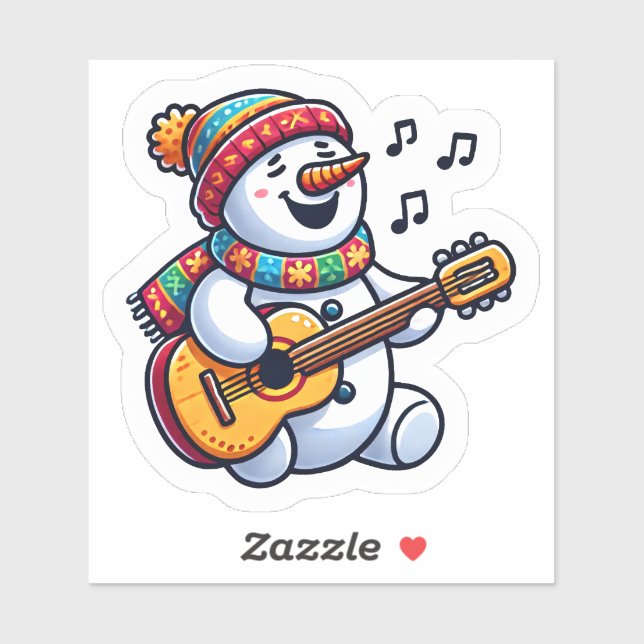 Cheerful Snowman Singing Xmas Songs Sticker (Sheet)