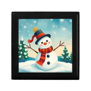 ⛄ Cheerful Snowman Winter Landscape Cozy Holiday Gift Box