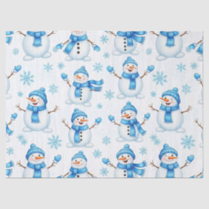 Cheerful Snowmen and Blue Snowflakes – Winter Tissue Paper