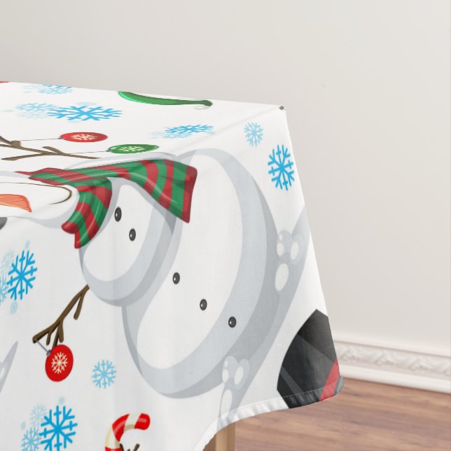Cheerful Snowmen Christmas Tablecloth (In Situ)