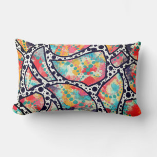 Cheerful Spots, Dots and Funky Lines Original Art Lumbar Pillow