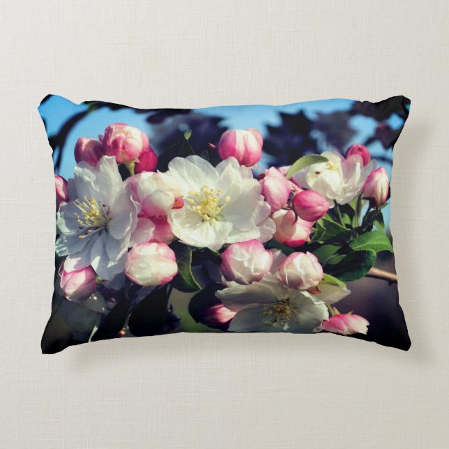 Cheerful Spring Apple Flower Blossoms   Accent Pillow (Front)