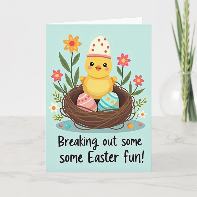 Cheerful Spring Bird Nest Card (Front)