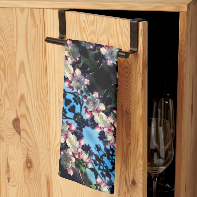 Cheerful Spring Crabapple Flower Blossoms Pattern  Kitchen Towel (Thirds Fold)