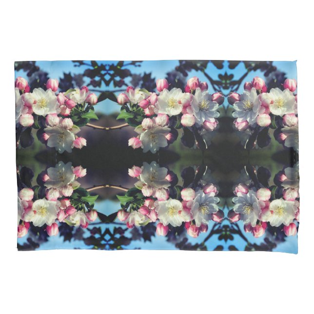 Cheerful Spring Crabapple Flower Blossoms Pattern Pillow Case (Front)