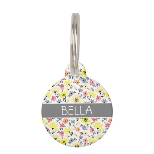 Cheerful Spring Flowers Personalized Pet ID Tag