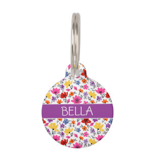 Cheerful Spring Flowers Personalized Pet ID Tag