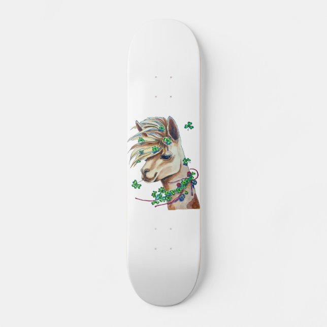 cheerful spring llama skateboard deck (Front)