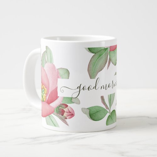Cheerful Spring Magnolia Flowers Good Morning Giant Coffee Mug