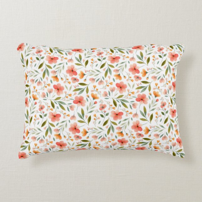 Cheerful Spring Peach Flowers Accent Pillow (Front)