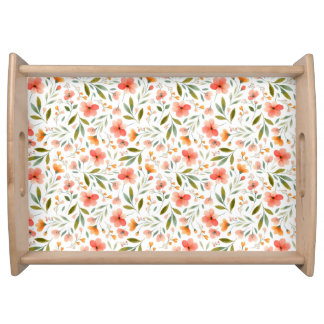 Cheerful Spring Peach Flowers Serving Tray