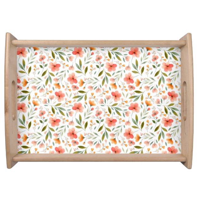 Cheerful Spring Peach Flowers Serving Tray (Front)