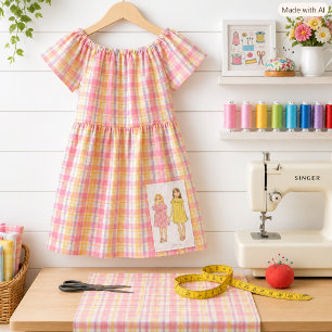 Cheerful Spring Pink Plaid Craft Sewing  Fabric