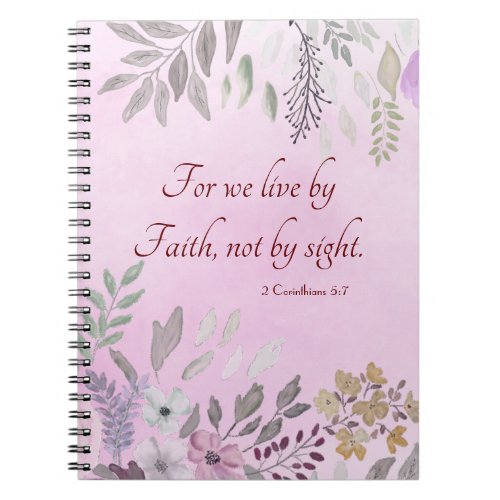 Cheerful Spring Scripture Pink Floral Faith Notebook