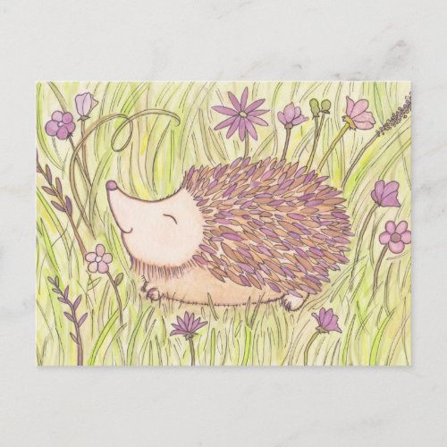 Cheerful Springtime Hedgehog Postcard