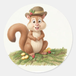Cheerful Squirrel Classic Round Sticker