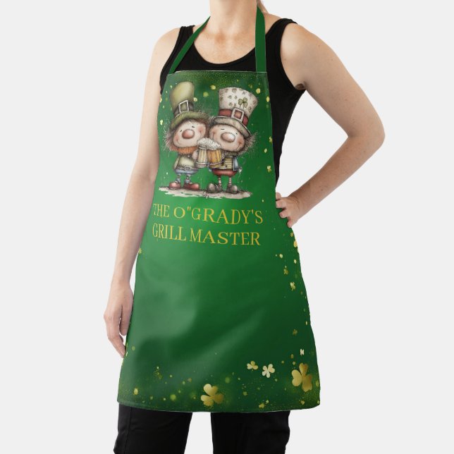 Cheerful St. Patrick’s Day Party Illustration Apron (Insitu)