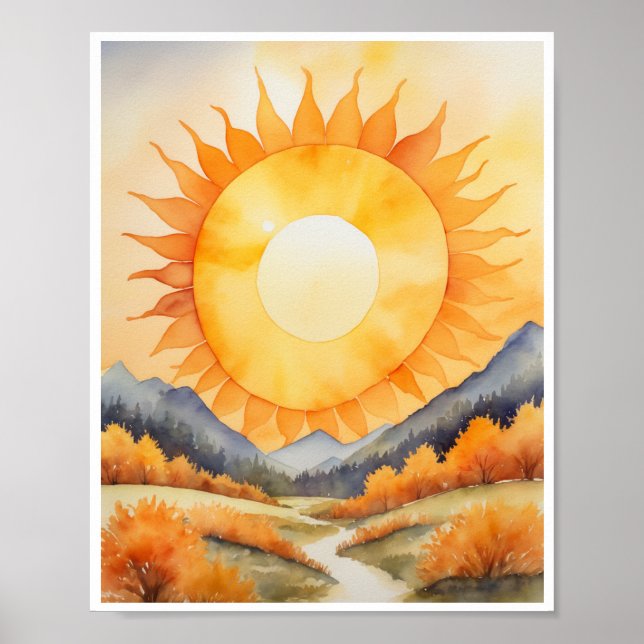 Cheerful su radiating warmth yellow orange Poster (Front)