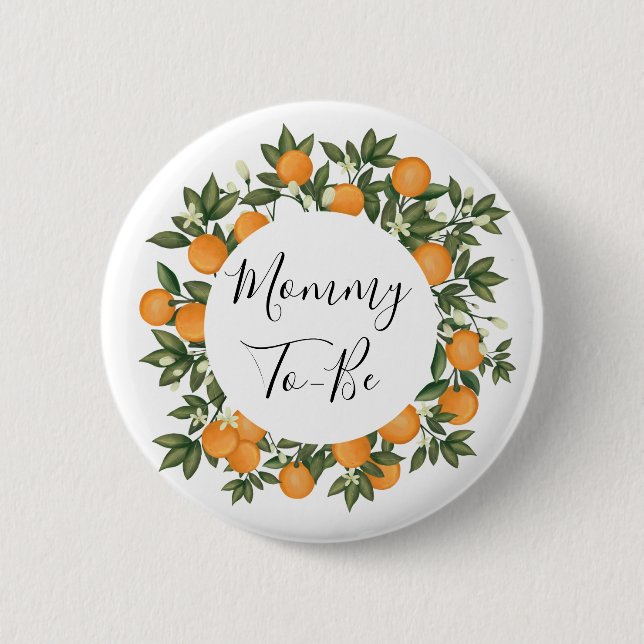Cheerful Summer Citrus Botanical Orange Tangerine Button (Front)