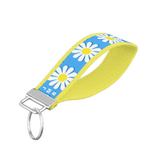 Cheerful Summer Daisies Personalised Wrist Keychain