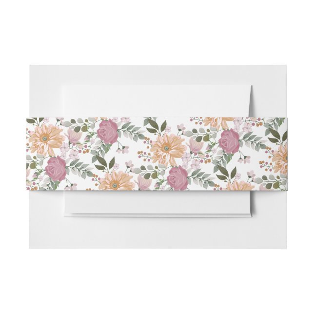 CHEERFUL SUMMER FLOWERS  INVITATION BELLY BAND (Front Example)