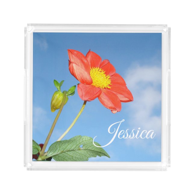 Cheerful Summer Strawberry Blossom Personalised Acrylic Tray (Front)